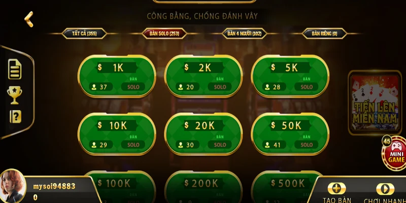 Tiến lên Miền Nam là game bài phổ biến thích hợp 4 thành viên tham gia